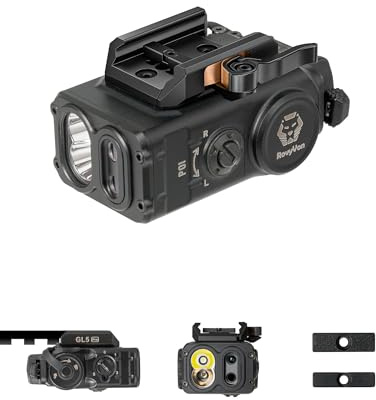 RovyVon GL5 Pro QD 4-in-1 Rail-Mounted Flashlight, 6 Mode for 400 Lumen Cool White LED/Green Beam/IR Illuminator/IR Beam, Included 1913/GL Adapter/Replaceable Battery