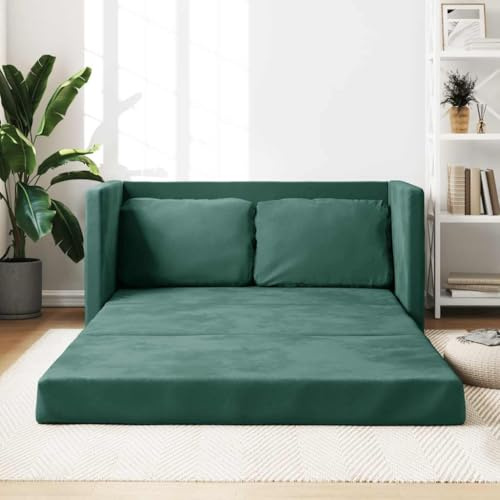 Amorsee Schlafsofa Bodensofa Klein Schlafsofa Klappbar 122x204x55 cm Sofabett Couch für Wohnzimmer Schlafzimmer Dunkelgrün