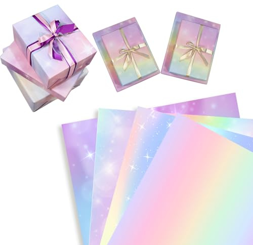 8PCS Geschenkpapier rosa, Regenbogen Geschenkpapier Geburtstag, Kunstdruckpapier Kinder Geburtstag, Fröhliches Wrapping Paper für Mädchen Jungen weihnachten Party, 50×70CM