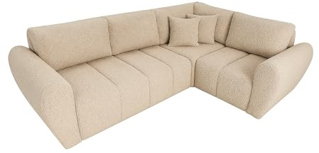 Sofello Ecksofa Lusso – modernes Ecksofa mit Schlaffunktion und Bettkasten, Schlaffläche: 200 × 130 cm, (Quelle 05 - beige)
