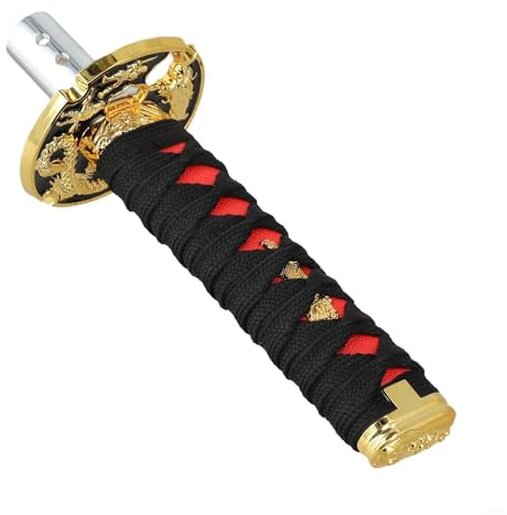 Pomo de palanca de cambios de coche estilo Katana, 15 cm, 20 cm, diseño de mango de espada de transmisión manual, plástico y metal, apto para la mayoría de vehículos, rojo y negro (15 cm, negro)