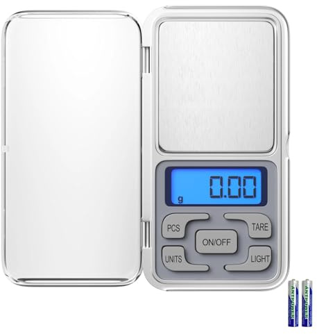 Gvolatee Digitalwaage Hochpräzise 500g/0.01g,Küchenwaage Digital für Kaffee | Lebensmittelwaage Edelstahl Haushaltswaage mit Lcd Display und Tara Funktion, Taschenwaage für Schmuck, Lebensmittel
