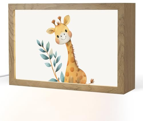 OnlyWow© Nachttischlampe Für Kinder Still Licht Baby Nachtlicht Nachtlampe | 30x20 cm - Kinderzimmer Giraffe - Tier - Wilde Tiere