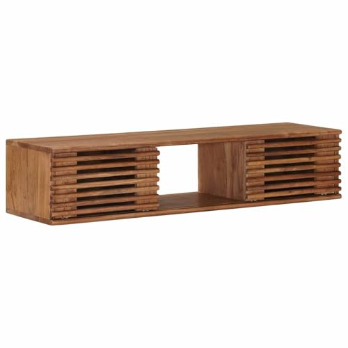 vidaXL TV-Schränk mit Speicher mit Tür Natur 105 x 30 x 22,5 cm, Wohnzimmermöbel, moderner, rechteckiger TV-Schrank aus Akazienholz, Coole Medienlagerlösung, für drinnen