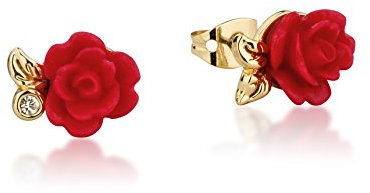 Disney Couture Beauty & the Beast Ohrstecker, verzauberte Rose aus Die Schöne und das Biest, vergoldet