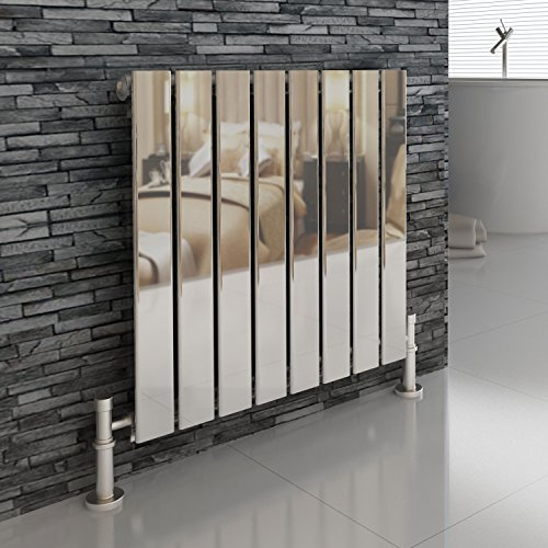 iBathUK Apex Wall-Mounted Horizontal Single Slim Flat Panel Radiator, Steel Chrome High Thermal Output Hydronic Central Heating, Modern Designer Radiator in Chrome, 600 × 608mm