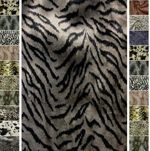 Stoffbook GRAU/SCHWARZ HAARIG ZEBRAFELL Fell Stoff Fellimitat Stoffe, B913