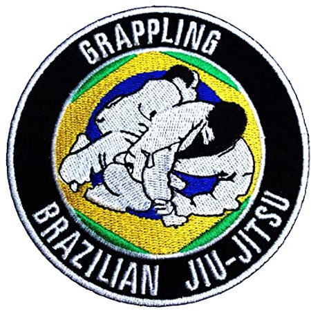 Bestickter Aufnäher zum Aufnähen oder Aufbügeln, Motiv: Brasilianischer Jiu Jitsu, Grappling, 8,9 cm