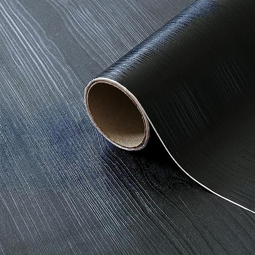 d-c-fix Möbel-Klebefolie Quadro Black Holz-Optik 67,5 cm x 1,5 m - Möbelfolie selbstklebende Deko-Folie für Küche, Tisch, Schrank, Fensterbank, Küchenfronten Schrankfolie Holzfolie schwarz