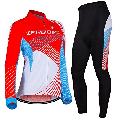 Zero Bike Women's Cycling Biking Outdoor Sport Jacket Long Sleeve Cycling Jersey And Cycling Shorts, Type 1, XL