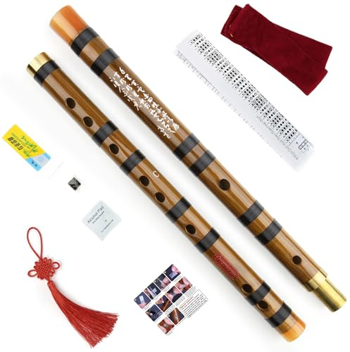 Separable Brown Bamboo C Key Flute with Black Line Chinese Musical Instrument
