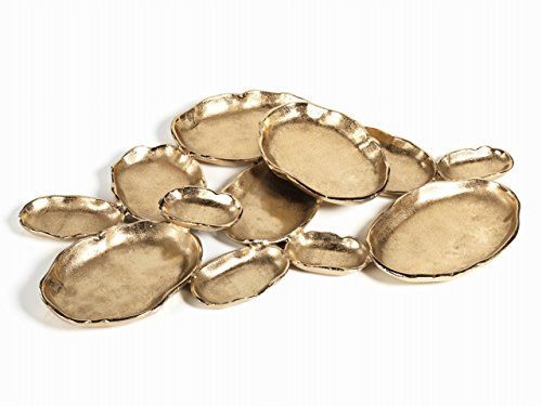 Zodax Cluster mit 12 ovalen Servierschalen, goldfarben, Nickelboden, 63,5 x 40,6 x 5,1 cm