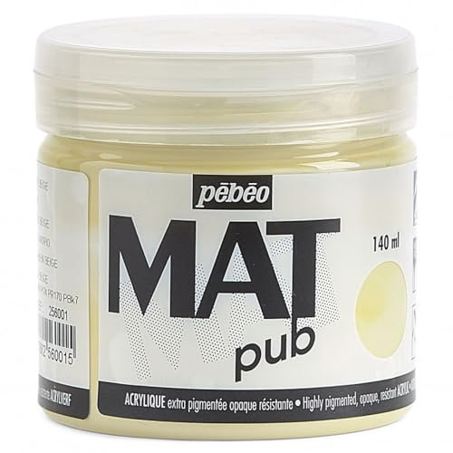 Pébéo - Mat Pub – Peinture Acrylique Extra Fine et Extra Mate - Ivoire Beige - 140ml 256001