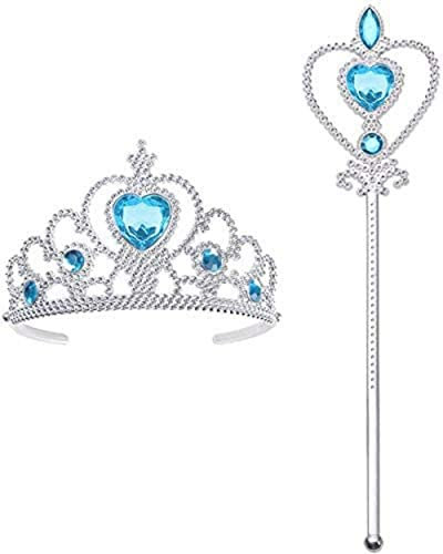 Vicloon ELSA Tiara,Eiskönigin Krone und Zauberstab ELSA Dress Up Zubehör Set für Party, Cosplay
