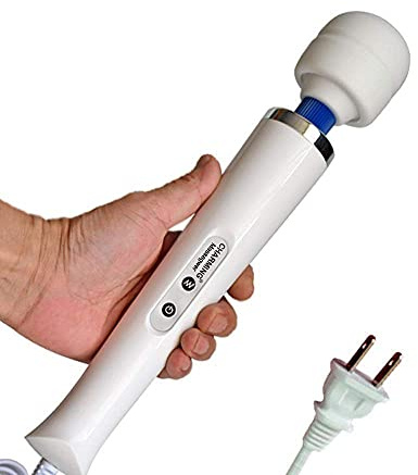 CHARMING 10 Speeds Wired Powerful Handheld Back Massager with Strong Vibration, Personal Therapy Massager for Sports Recovery, Muscle Aches, Full Body Pain (White)