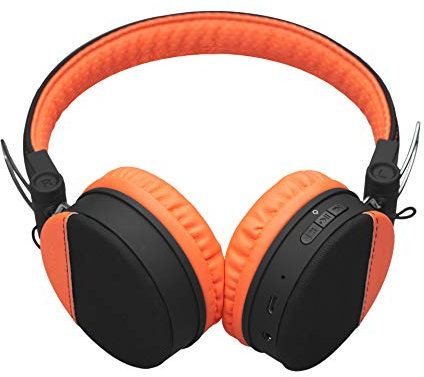 Mysound Speak Bt Style Cuffie Stereo On-Ear Wireless Bluetooth 4.2 Ripiegabili, Microfono E Comandi Multi-Funzione, Nera E Arancion