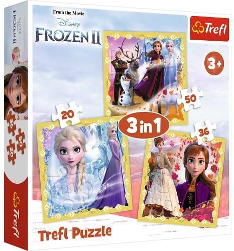 Trefl, Puzzle, Die Kraft von Anna und ELSA, Disney Frozen 2, von 20 bis 50 Teilen, 3 Sets, für Kinder ab 3 Jahren