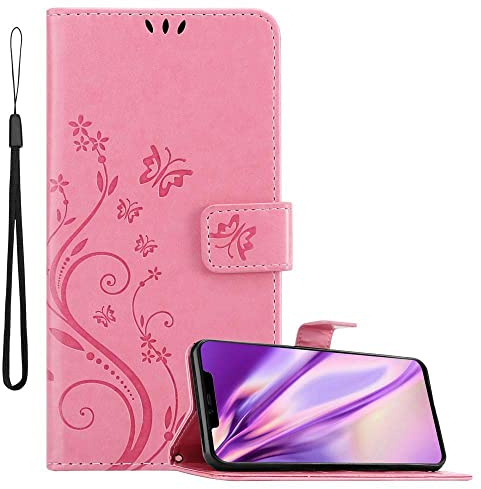 Cadorabo Hülle kompatibel mit Huawei Mate 20 PRO Blumen Design aus Kunst Leder Flip Klappbare Stoßfeste Magnetische [Standfunktion] [Kartenfächern] Cover Hülle für Huawei Mate 20 PRO Tasche in Rosa