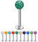 Treuheld® | 1,6mm x 8mm Piercing Labret | 6mm Kristall Kugel | Dunkel-Grün | Chirurgenstahl | Silber | Lippenpiercing, Helix Tragus Stecker