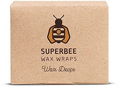 SuperBee Wax Wraps With Tree Resin and Coconut Oil, SuperBee Beeswax Wrap Drops, Beeswax for Diy, Makes up to 12 Wraps, Pack of 1, 100 grams, BM004