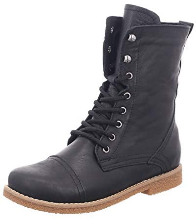 Andrea Conti Damen Stiefelette Schnürboot Leder 0348760 | Lederstiefelette mit Wechselfußbett Reißverschluss und Schnürung