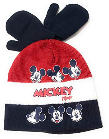 Mickey Mouse Mütze und Fäustlinge für Kinder - Winterset Disney Baby Mickey Mouse Handschuhe und Mütze, Blau 50 cms