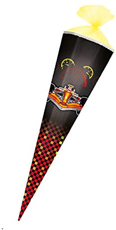 Schultüte mit Namensgravur - 85cm - eckig - Rennauto