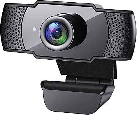 TalkWorks Webcam avec Support Microphone - Caméra Externe pour Ordinateur Portable et Bureau - Haute résolution et Grande fenêtre avec câble USB et Double entrée Microphone - Compact et Portable -