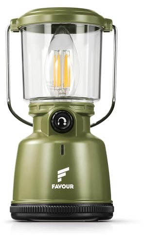Lampara Camping Retro Filamento LED | Linterna Camping recargable | Farol LED Impermeable y Robusta IP64, Iluminación regulable, Modo Luz de Vela | Iluminación Carpa 360 Grados, gancho integrado