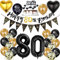 80 Geburtstag Deko Mann Frauen, Luftballon 80. Gold Schwarz Geburtstagsdeko 80 Jahre, Ballon Schwarz Gold Deko 80. Gold Schwarz 80 Jahr Geburtstagdeko