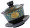Angoily Ceramic Kung Fu Tea Set with Lid Saucer China Porcelain Kungfu Teacup Traditional Chinese Teaware Tea Set Chinese Fu Tea Cup Ceramic Tea Bowls for Loose Leaf Tea
