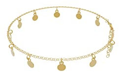 Italienisches Fußkettchen mit feiner 18K Vergoldung - Länge verstellbar von 22-25cm - Wasserfeste Fußkette mit stilvollem Samtbeutel für Damen, Frauen und Mädchen