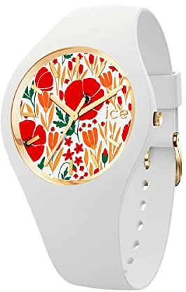 ICE-WATCH - Ice Flower Poppy Fields - Montre Blanche pour Femme avec Bracelet en Silicone - 020512 (Small)