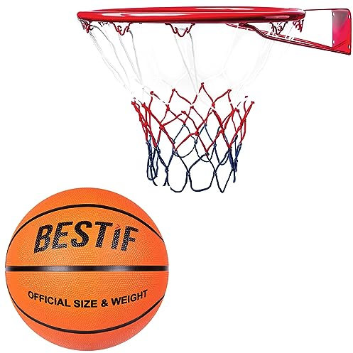 BESTIF Basketballkorb Basketball Set für Kinder | großer Korb 45cm | Ball Gr. 5 | Hoop zum Aufhängen Ring (BPK01)