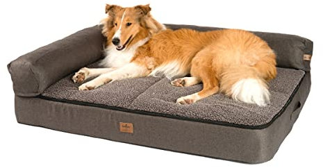 JAMAXX Premium 4-in-1 Hunde-Sofa - Orthopädische Couch mit Memory Visco Schaumstoff, abnehmbare Polster, Extra-Dicke Polsterung, Wechsel-Bezug, Waschbar, PDB3015 120x 90x14cm (XXL) braun