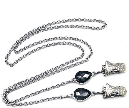 Edelstahl-Servietten-Clips, Tropfenform, Kristall, Serviettenhalter, Handtuch, Schürze, Lätzchen, Kette zur Befestigung von Servietten, älteren Erwachsenen, Lätzchen, Halskette, Abendessen-Zubehör, 1