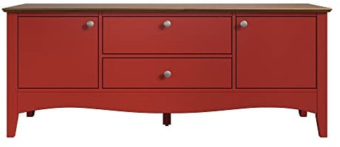 Inter-Furn Lissabon Lowboard, Kiefer, Rot/Braun, 140 x 58 x 42 cm