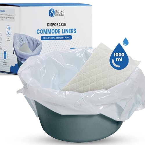 Pack of 30 Commode Liners with Absorbent Pads for Commode Toilet Chair Bucket Bags | Ultra-Lock Absorbent Pads | Camping Toilet Bags, Vomit Bags, Urine Bags, Bedside Commodes