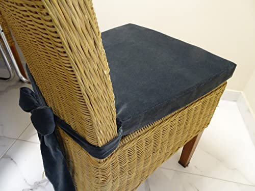 Set mit 6er StuhlKissen mit einem Bogen Kordel Kissen für Rattan Stühle & mehr Stuhlauflage Velour - Samtsitz 43 x 40 x 5 cm Sitzkissen 6er-Pack (Graphit) (Graphit)