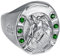 BOBIJOO Jewelry - Bague Fer à Cheval Chevalière Homme Voyageur Gitan Acier Inoxydable Argent Emeraude Vert - 75 (15 US)