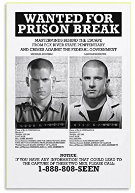 Prison Break TV-Serie Poster Leinwand Kunst Dekoratives Gemälde Bild Druck Modern Familie Junge Mädchen Schlafzimmer Wohnzimmer Dekoration Wanddekoration Poster 30 x 45 cm