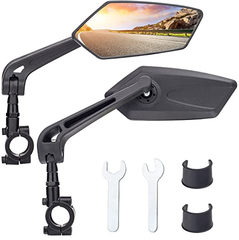 Fahrradspiegel (rechts+links) mit extra großer Spiegelfläche - 360° verstellbarer Fahrrad Spiegel für E-Bike & E-Scooter Lenker - Rückspiegel kompatibel mit allen Modellen - PAAR