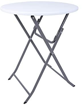 Rebecca Mobili Klappbarer Balkontisch, Beistelltisch Für Außenbereich, Hdpe Stahl, Weiß Hellgrau, Platzsparend, Für Garten Camping - Maße HxBxT: 74 x 60 x 60 cm - Art. RE6819