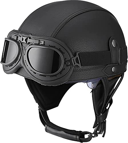 Casque Jet Demi-Jet Casque Moto Casque Bol Vintage avec Lunettes Cruiser Chopper Scooter Cyclomoteur Demi-Casque Ouvert à Dégagement Rapide Casque Bol Homologué ECE ( Color : 16 , Size : L(59~60cm) )