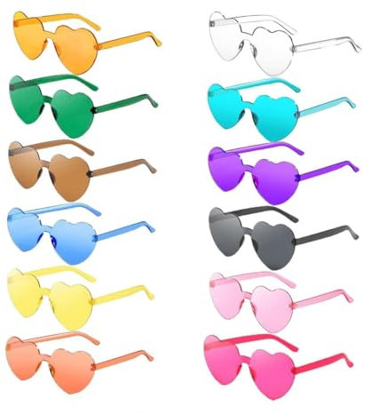 Lecone Herz Sonnenbrille 12 Stück Bunte Herzbrille Partybrille