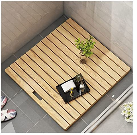 ACiyD Naturholz-Duschmatte, Holz-Badematte, Holz-Duschbrett, Bambus-Badematte, rutschfeste Badematte, Holzmatte für Badewanne, anpassbar, 60 x 80 cm/24 x 31 Zoll (75 x 80 cm/30 x 31 Zoll)