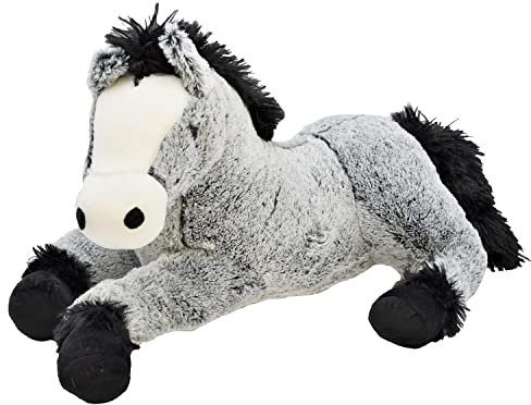Geschenkestadl Pferd Kuscheltier 50 cm liegend Plüschtier Stofftier (Grau)