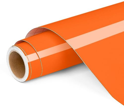Permanent Vinyl for Cricut, 12x4ft Orange Self Adhesive Vinyl Roll for Cricut and Silhouette Cameo, Orange Vinyl for Party Decoration, Window Stickers, Home Decor