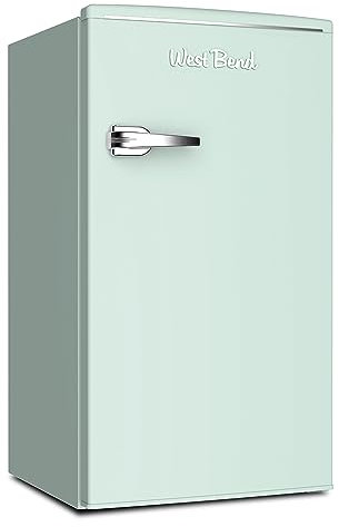 West Bend WB0310RCRXSG Mini réfrigérateur rétro pour maison, bureau ou dortoir, dégivrage manuel et température réglable, 0,9 m³, vert écume de mer