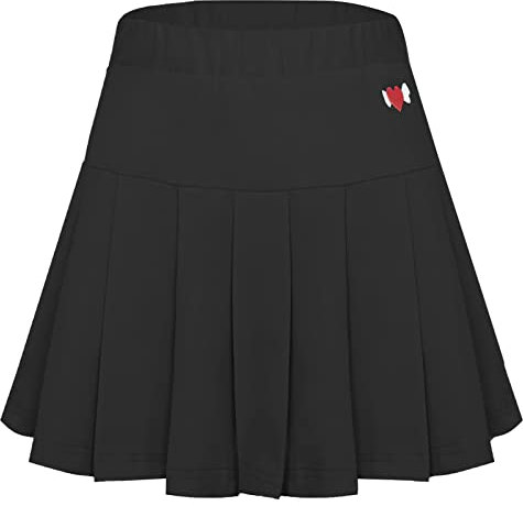 SEAUR Mädchen Faltenrock mit Hose Plissee Röcke Einfarbig Skater Rock Kurz Kinder Sportrock Tennis Basic Uniform Rock Süß - 160-146/152